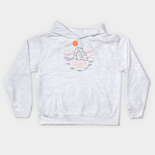 Moab Utah Line Art Kids Hoodie by Tebscooler